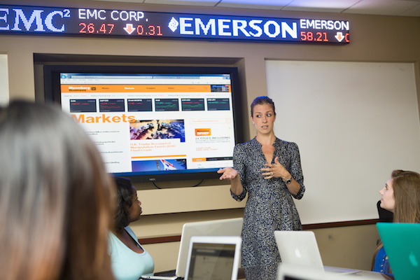 Woman speaking to a class