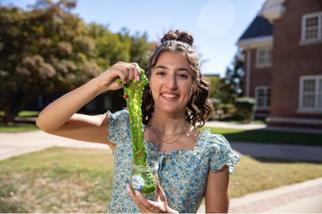 Daniella Conte with her homemade slime jar